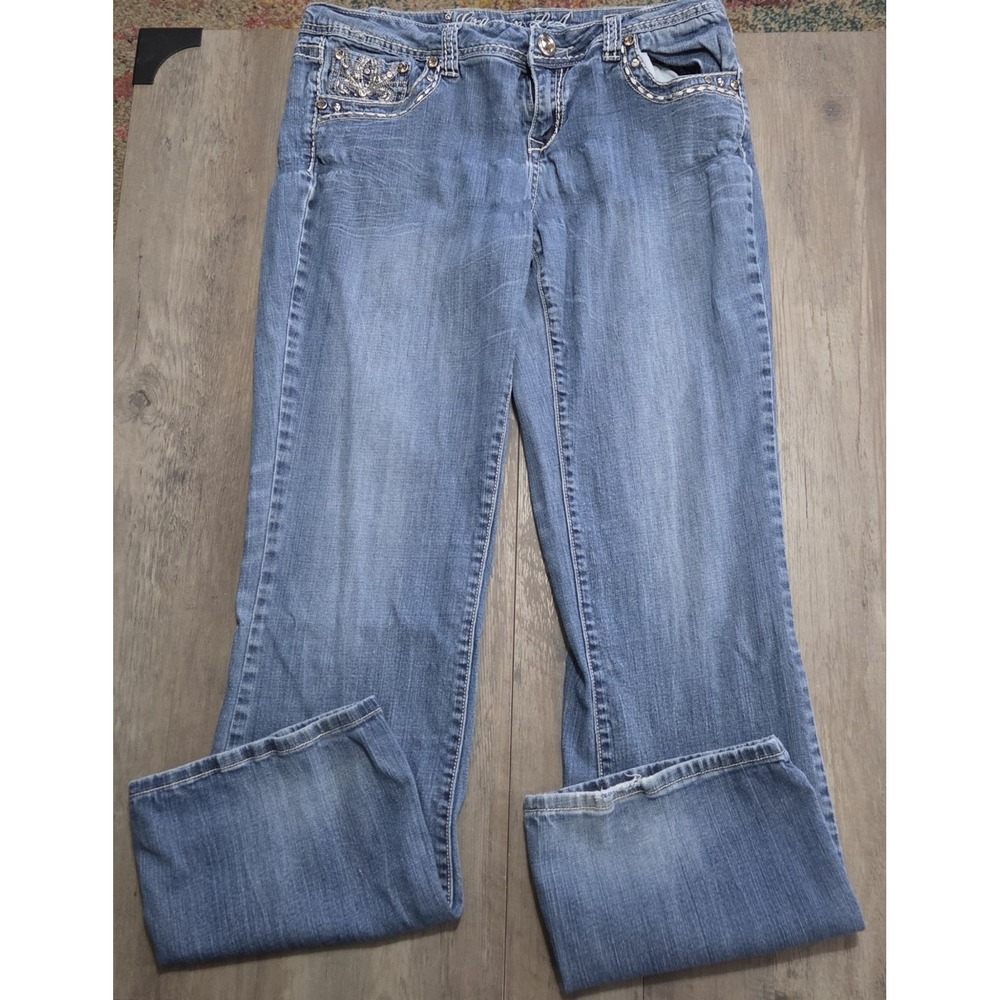 Grace In LA Jeans Bootcut Juniors Size 13/30 Rhinestones (1 Missing Rhinestone)